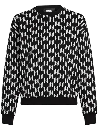 Karl Lagerfeld Monogram Aop Sweatshirt In Weiss