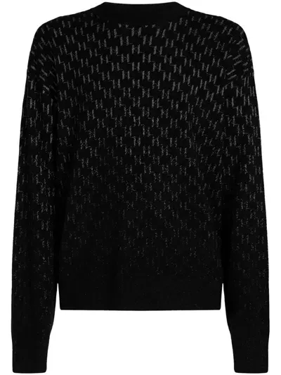 Karl Lagerfeld Monogram-degradé Sweater In Black