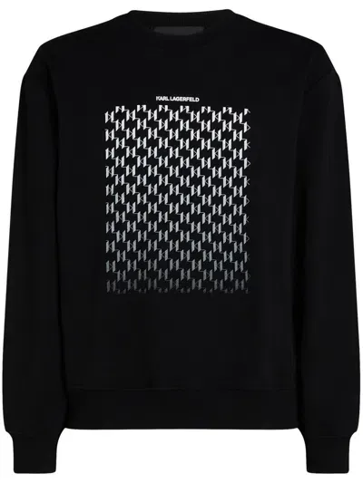 Karl Lagerfeld Monogram-placement Sweatshirt In Black