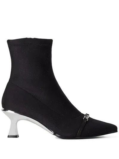 Karl Lagerfeld Panache Glitter Ankle Boots In Black