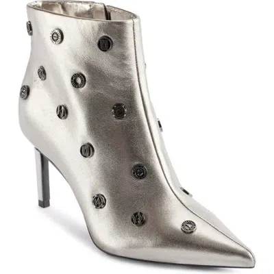 Karl Lagerfeld Paris Saina Metallic Bootie In Pewter