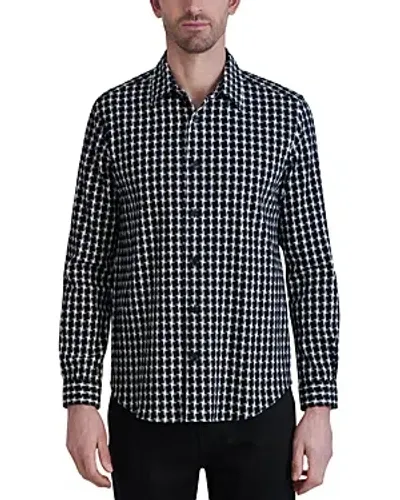 Karl Lagerfeld Paris White Label Houndstooth Check Shirt In White/black