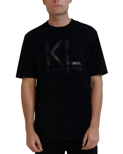 Karl Lagerfeld Paris White Label Shiny Logo Tee In Black