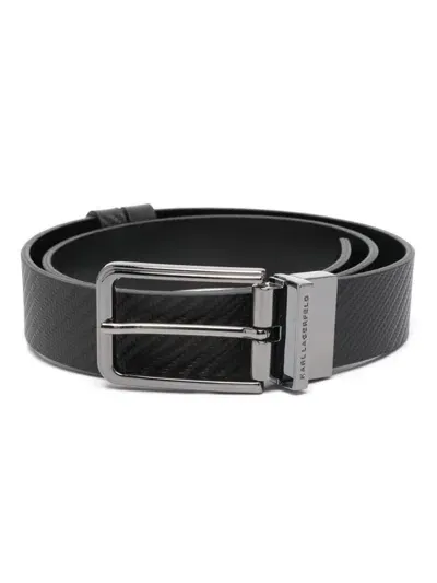 Karl Lagerfeld Reversible Leather Belt In Schwarz