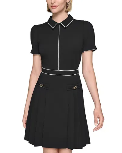 Karl Lagerfeld Scuba Crepe Dress In Black Soft White