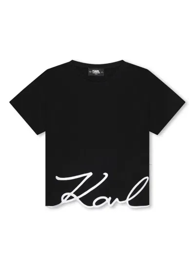 Karl Lagerfeld Kids' Signature Cotton T-shirt In Black