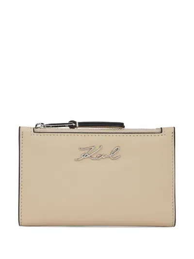 Karl Lagerfeld Signature Wallet In Neutrals