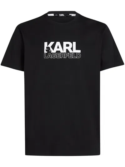 Karl Lagerfeld Stack Logo T-shirt In Black