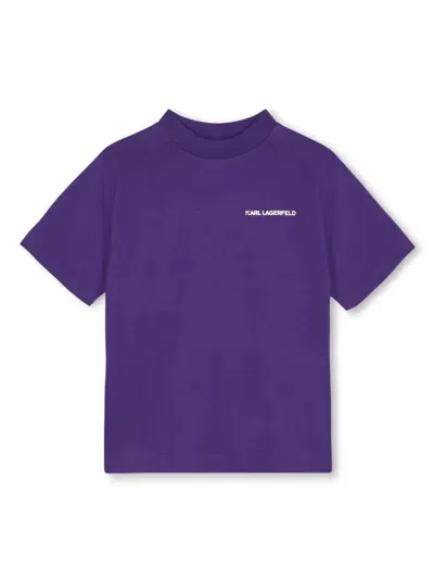 Karl Lagerfeld Kids' T-shirt Con Stampa In Purple