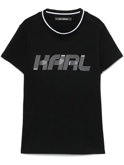 Karl Lagerfeld Tape-logo T-shirt In Black