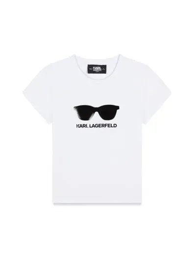 Karl Lagerfeld Kids' Graphic-print Crew-neck T-shirt In White