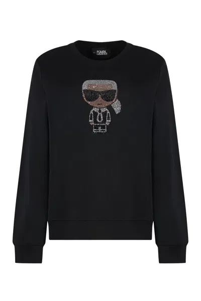 Karl Lagerfeld Cotton Crew-neck Sweatshirt In Black