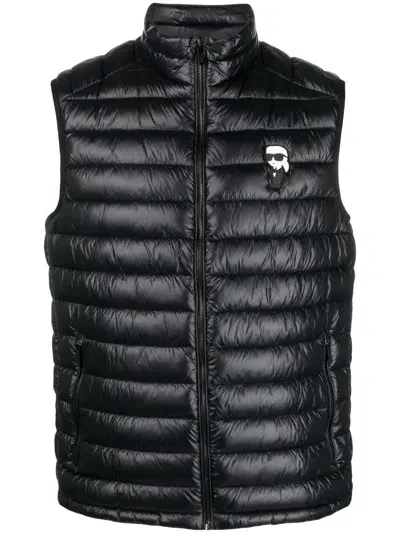 Karl Lagerfeld Zip-up Quilted Gilet In Blau