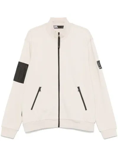 Karl Lagerfeld Zip-up Sweatshirt In Neutrals