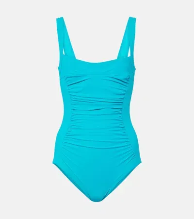 Karla Colletto Ruched Swimsuit In Blue