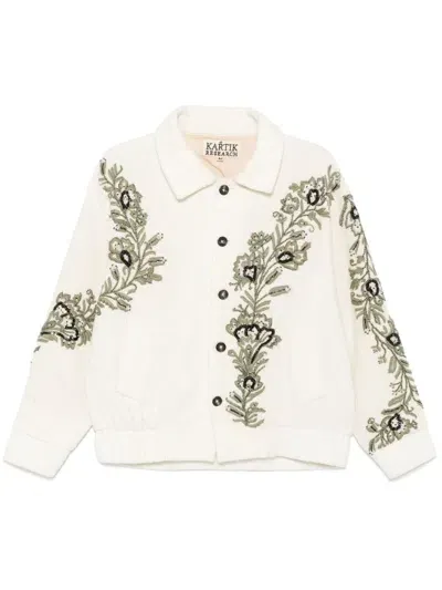 Kartik Research Hand-embroidered Floral Jacket In White