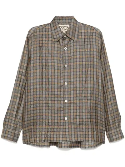 Kartik Research Checked Shirt In Navygreygold