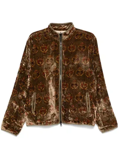 Kartik Research Velvet Bomber Jacket In Brown