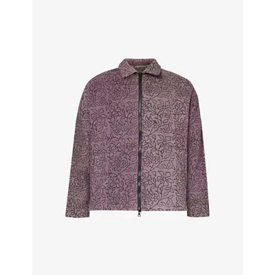 Kartik Research Floral-pattern Textured Cotton Jacket In Purple/black