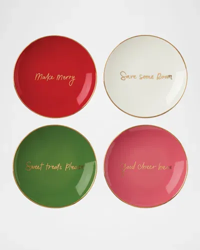 Kate Spade Be Jolly 4-piece Tidbit Plates In Multi