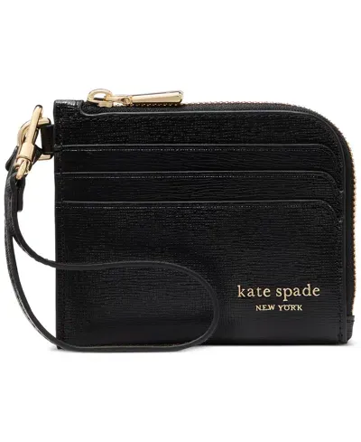 Kate Spade Devin Saffiano Leather Coin Card Case Wristlet In Black