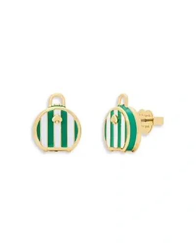 Kate Spade New York Away We Go Suitcase Stud Earrings In Green/white