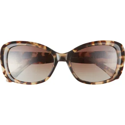 Kate Spade New York Elowen 55mm Polarized Gradient Rectangular Sunglasses In Yellow Havana/brown Polar