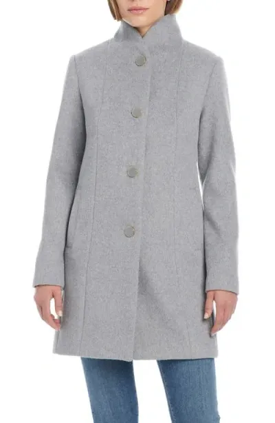 Kate Spade New York High Neck Wool Blend Coat In Heather Grey