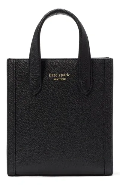 Kate Spade New York Mini Manhattan Pebbled Leather Tote In Black