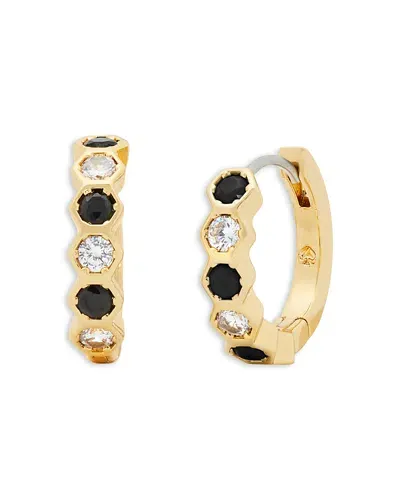 Kate Spade New York Pave Hexagon Set Huggie Hoop Earrings In Black/gold