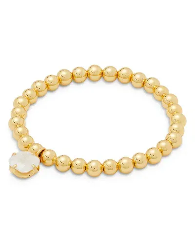 Kate Spade New York Pop Of Joy White Cubic Zirconia Charm Beaded Stretch Bracelet In White/gold