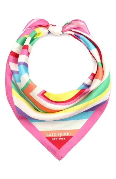 Kate Spade New York Rainbow Heart Silk Bandana Scarf In Multi