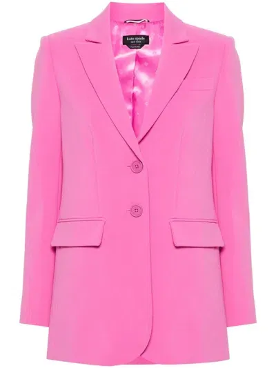 Kate Spade Peak-lapels Interwoven Blazer In 粉色