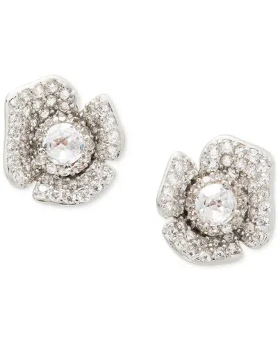 Kate Spade Silver-tone Cubic Zirconia Poppy Mini Stud Earrings In Clear,silv