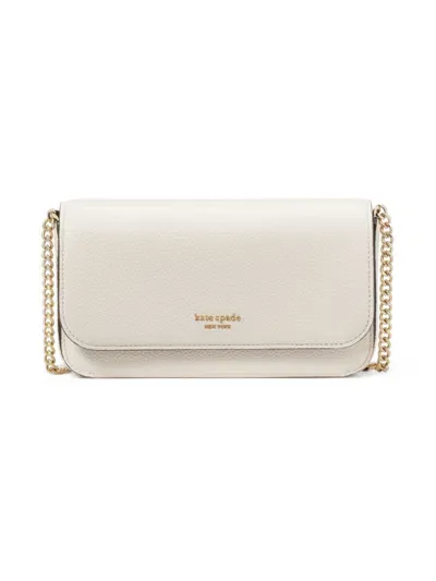 Kate Spade New York Ava Pebbled Leather Flap Chain Wallet In Parchment