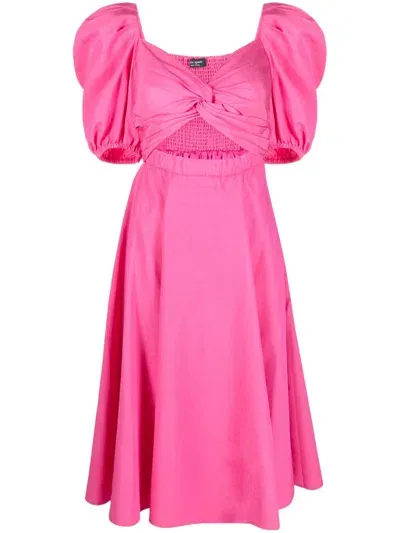 Kate Spade Twist Bodice Puff Sleeve Dress In Dark Pink Cloud