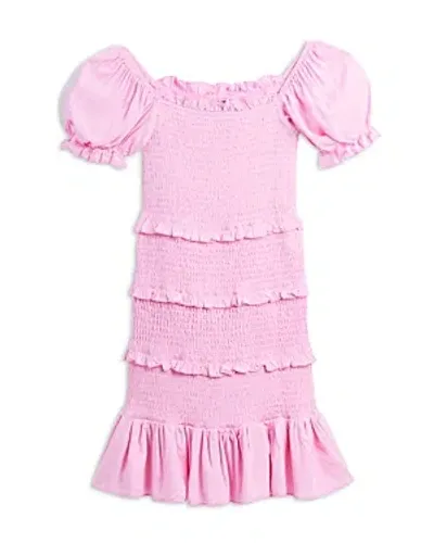 Katiejnyc Girls' Laila Puff Sleeve Tiered Smocked Dress - Big Kid In Pink