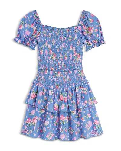 Katiejnyc Girls' Tween Lainey Dress - Big Kid In Blue Bow Floral