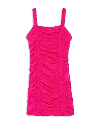 Katiejnyc Girls' Tween Scarlett Nylon Stretch Ruched Party Dress - Big Kid In Neon Pink