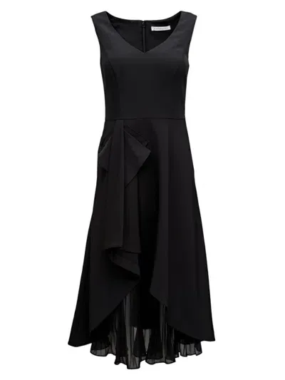 Kay Unger Women's Begonia Ruffled A-line Midi-dress In Black