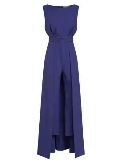 Kay Unger Women's Demi Bateau Neck Walk-thru Jumpsuit In Cobalt