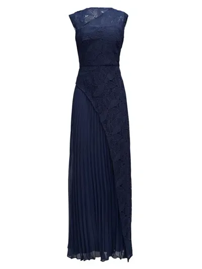 Kay Unger Women's Dianna Layered Lace Gown In Dark Midnight