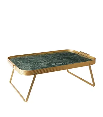 Kaymet Marbled Bed Tray In Gold