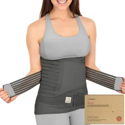 Keababies Revive 3-in-1 Postpartum Recovery Support Belt In Gray