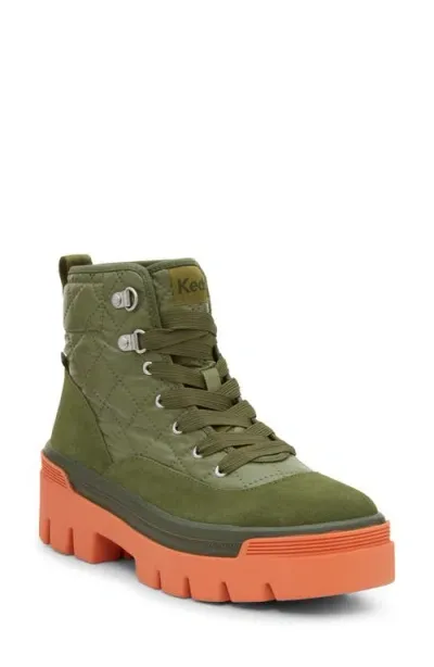 Keds ® Soho Combat Boot In Green/coral