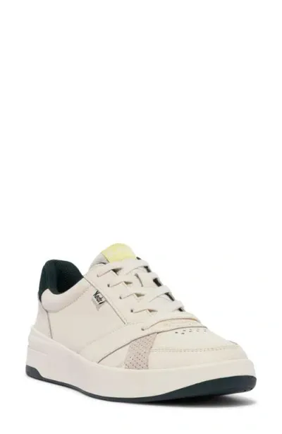 Keds ® The Court Leather Sneaker In Egret/dark Grey Leather