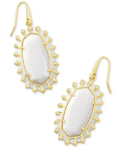 Kendra Scott 14k Gold-plated Framed Stone Drop Earrings In Gold White