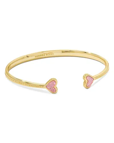 Kendra Scott Ari Framed Drusy Stone Heart Cuff Bracelet In Gold Light