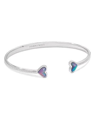 Kendra Scott Ari Framed Heart Cuff Bracelet In Silver/lilac Opalescent Resin