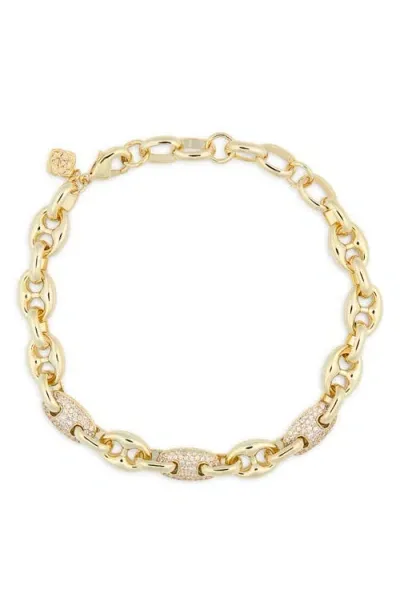 Kendra Scott Bailey Pavé Chain Bracelet In Gold White Crystal